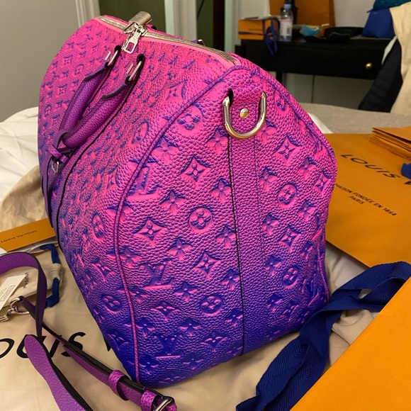 Keepall 50 Tau.Mng BL Rose Bull Calf Leather Weekend/Travel Bag - Picture 8 of 12